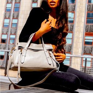 Aimee Kestenberg Glacier Gray Leather City Slicker Satchel & Dust Bag - NWT!